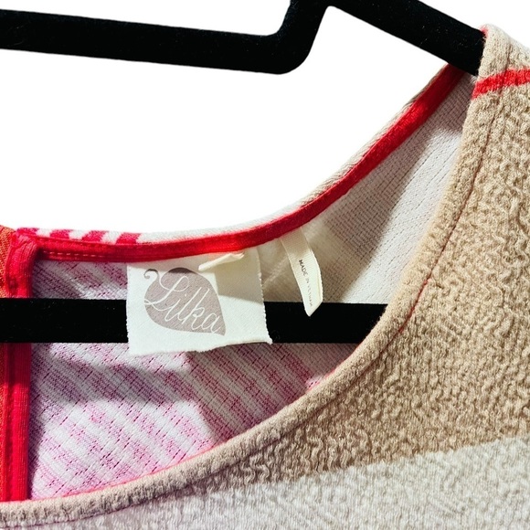 Anthropologie Lilka Sorella Orange Striped Short Sleeve Cotton Dress Size Medium - Picture 2 of 8